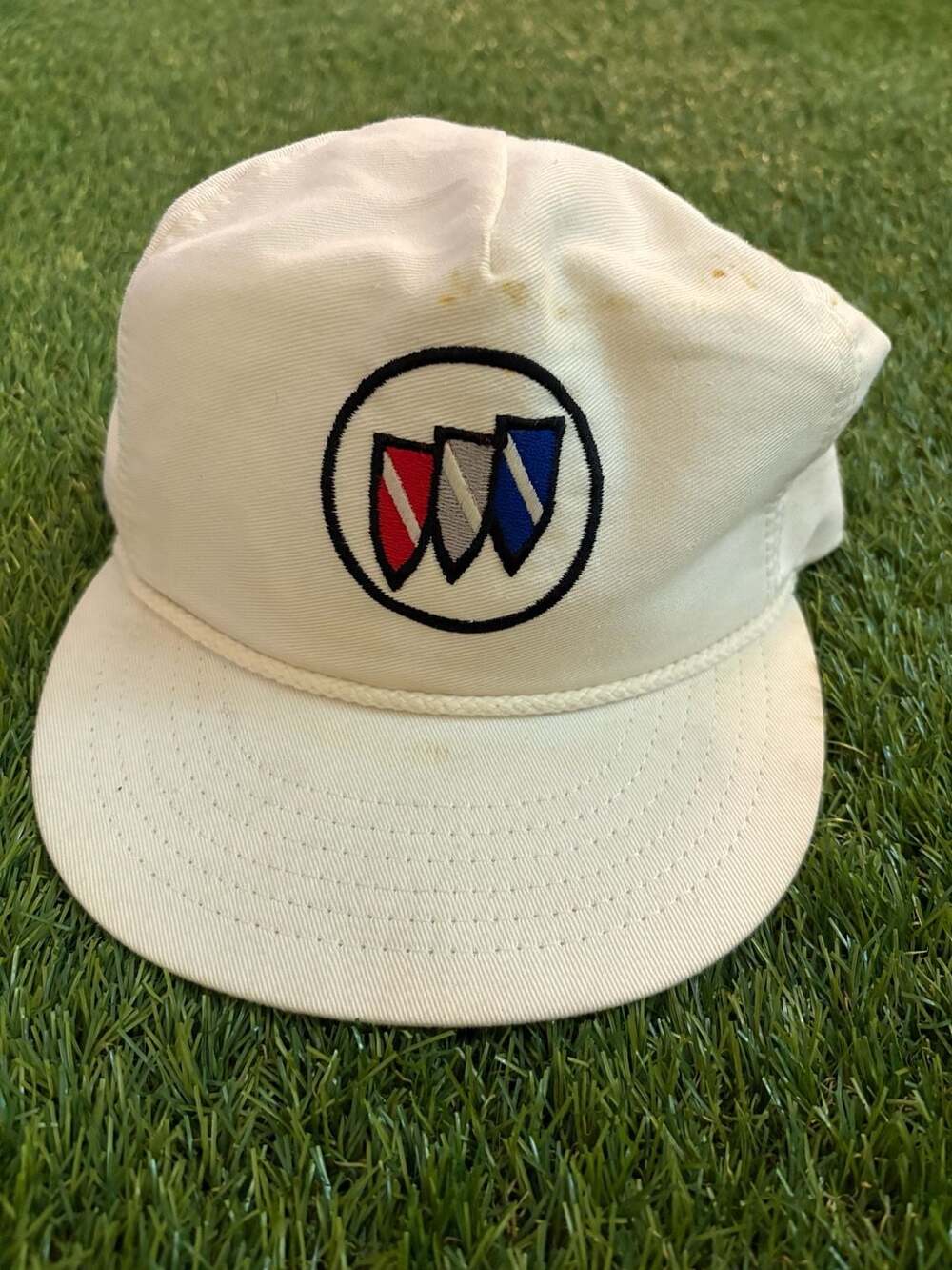 Vintage Buick Tri-Shield Logo White Rope Snapback Hat